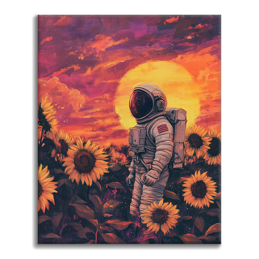 Astronaut ve slunečnicových polích - Malování podle čísel