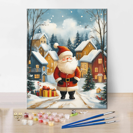 Veselý Santa v zimní říši divů - Malování podle čísel