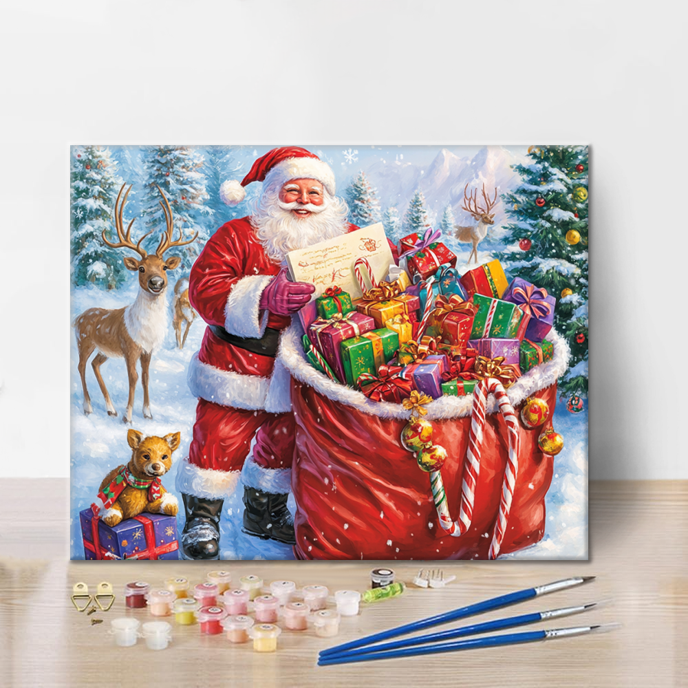 Santa Clausův dárkový pytel - Malování podle čísel
