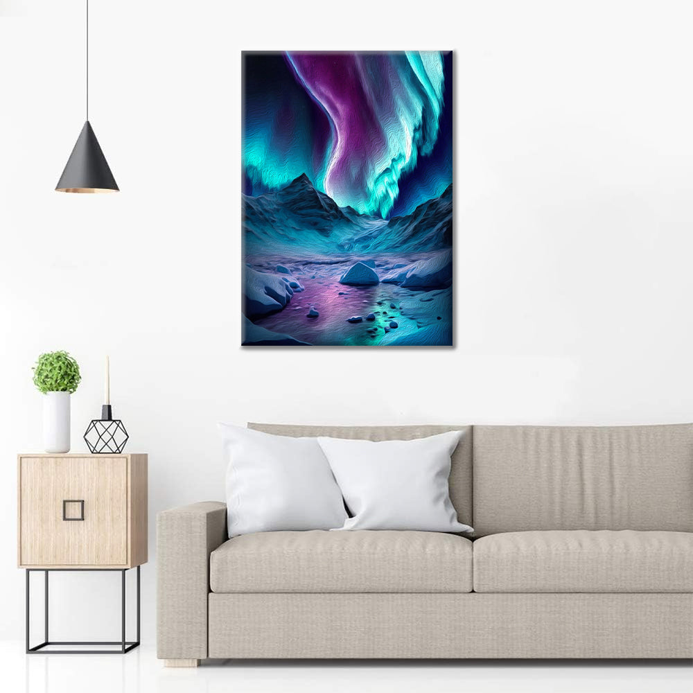 Modrá Aurora Borealis - Malování podle čísel