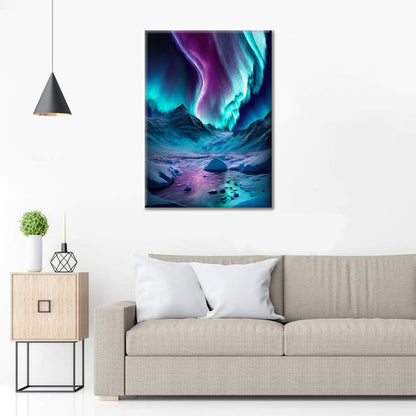 Modrá Aurora Borealis - Malování podle čísel