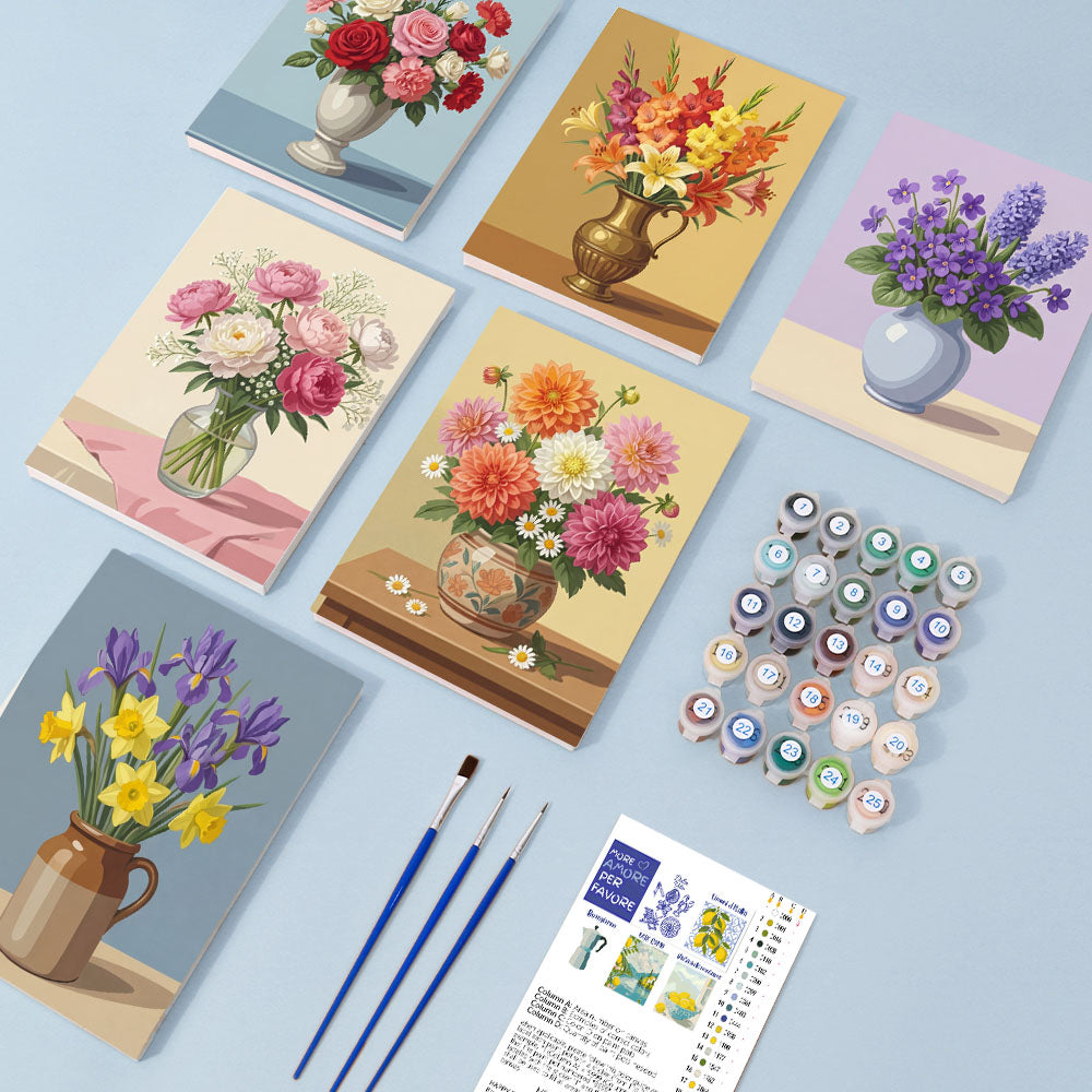 Květiny ve vázách - Malování podle čísel