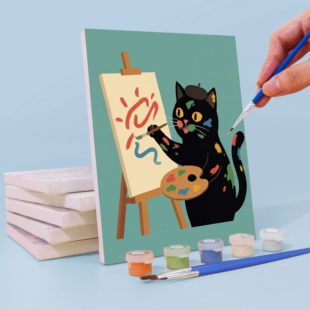Poklidná černá kočka - Malování podle čísel