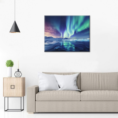Aurora a jezero - Malování podle čísel