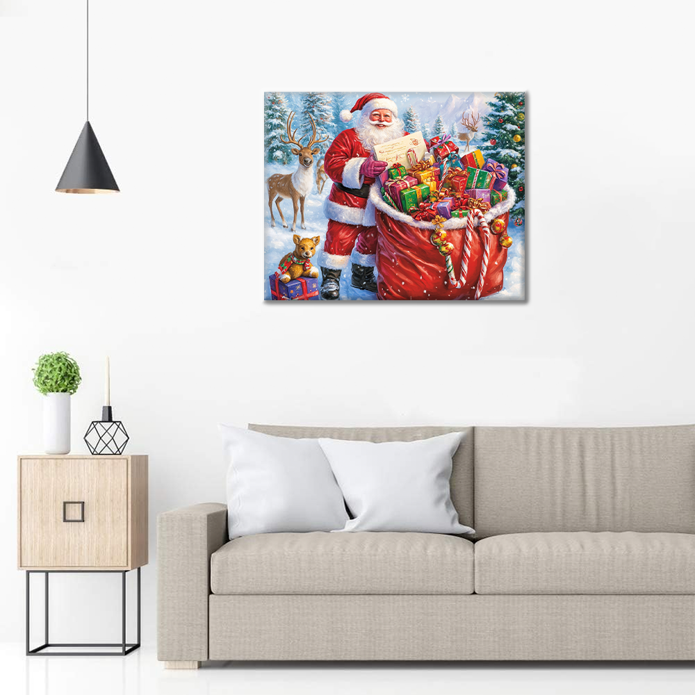 Santa Clausův dárkový pytel - Malování podle čísel