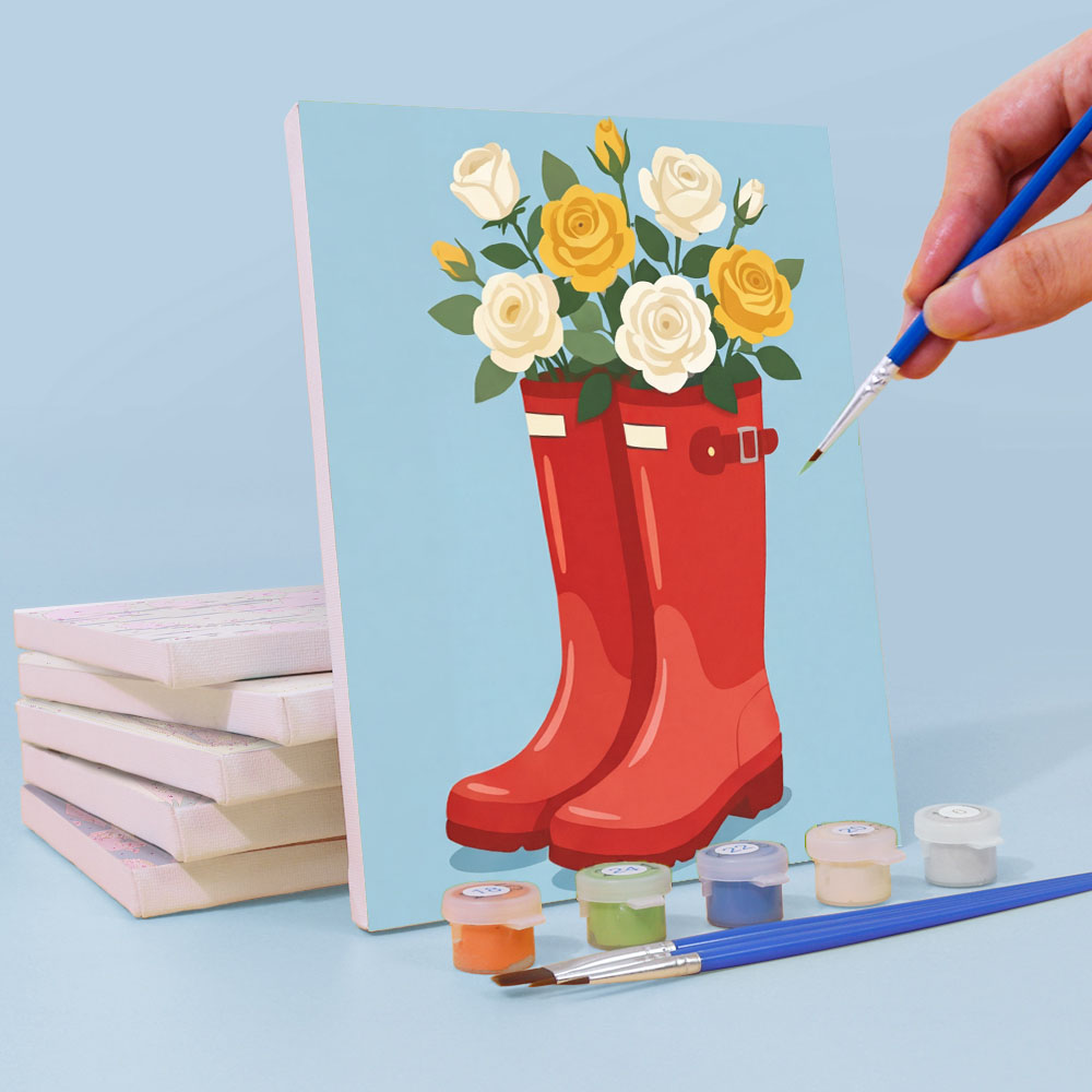 Květiny v botách - Malování podle čísel
