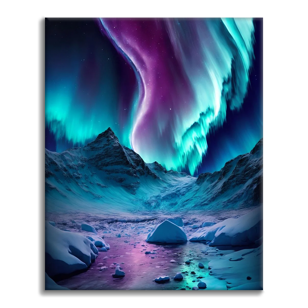 Modrá Aurora Borealis - Malování podle čísel