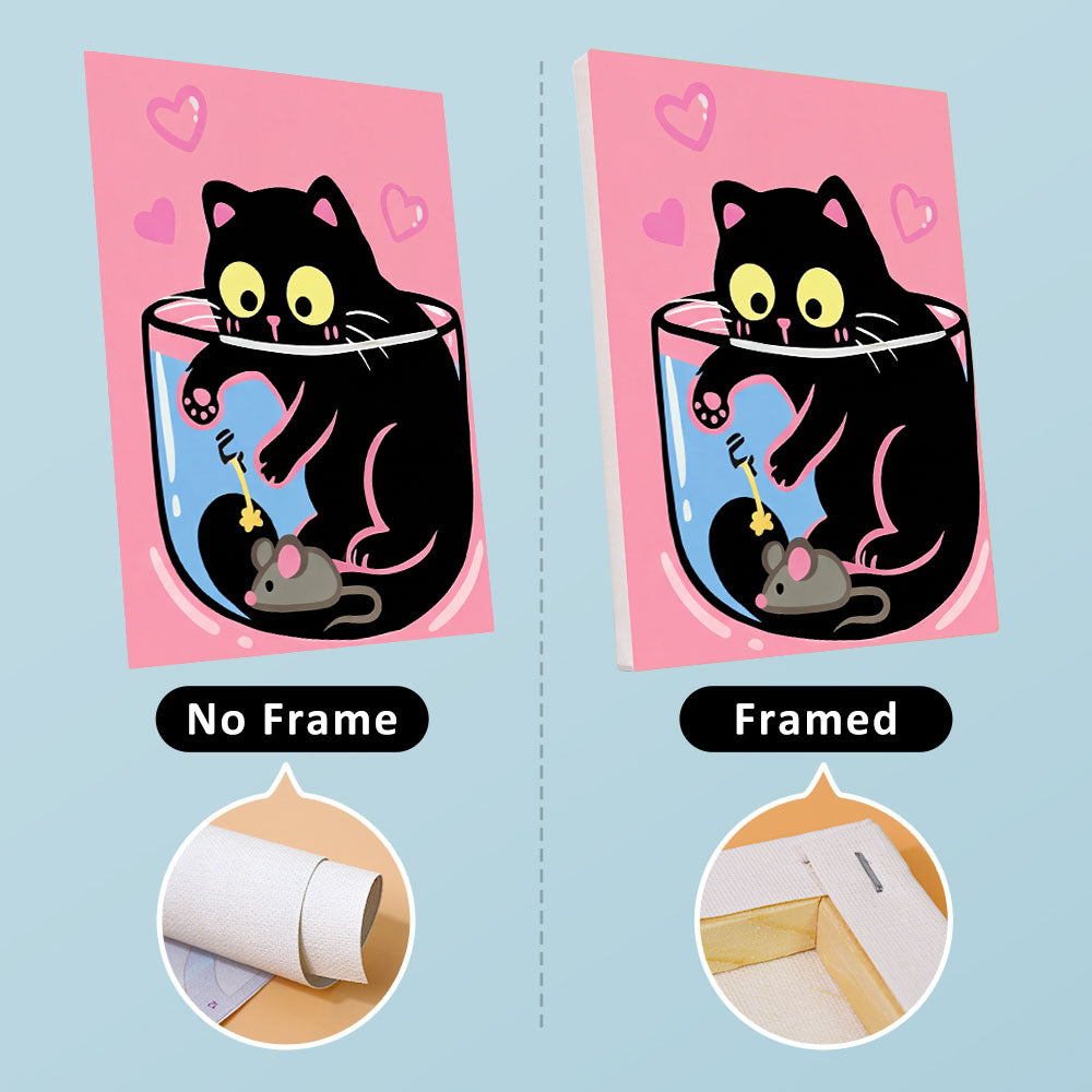 Růžové černé kočky - Malování podle čísel