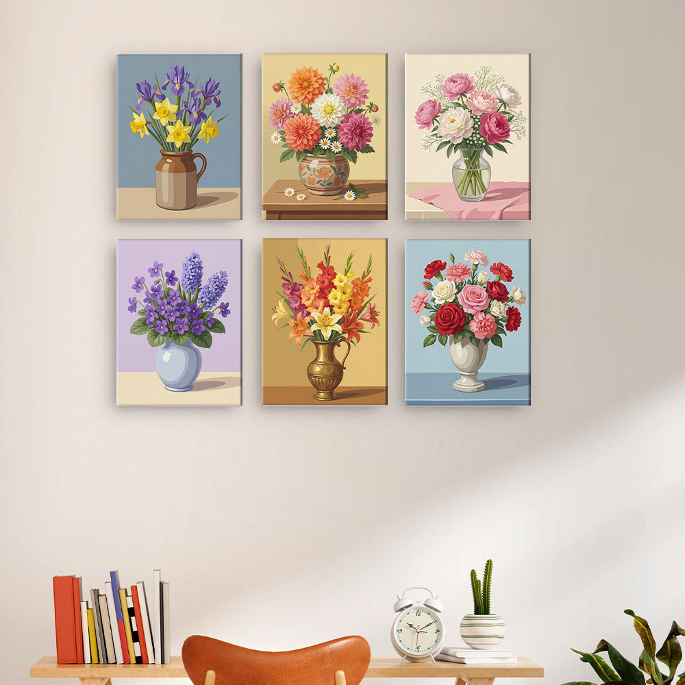 Květiny ve vázách - Malování podle čísel