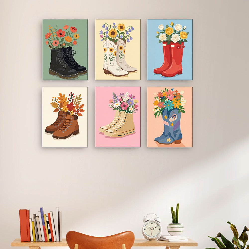 Květiny v botách - Malování podle čísel