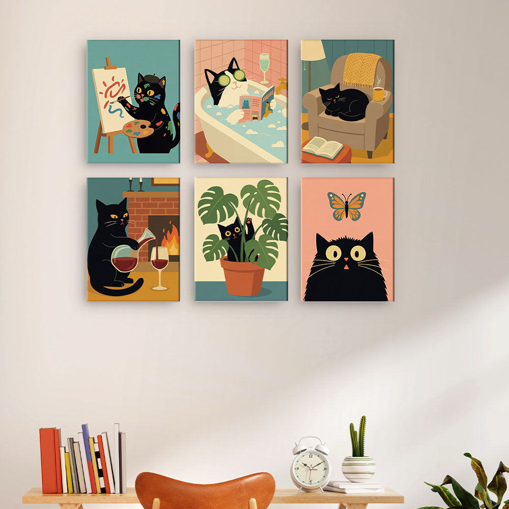 Poklidná černá kočka - Malování podle čísel