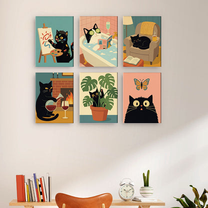 Poklidná černá kočka - Malování podle čísel