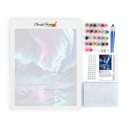 Modrá Aurora Borealis - Malování podle čísel