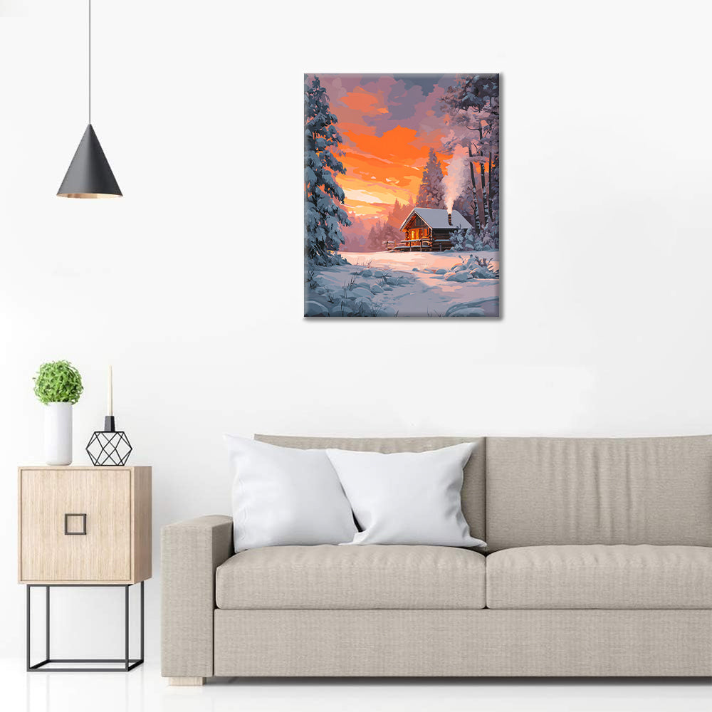 Zimní chata – Malování podle čísel