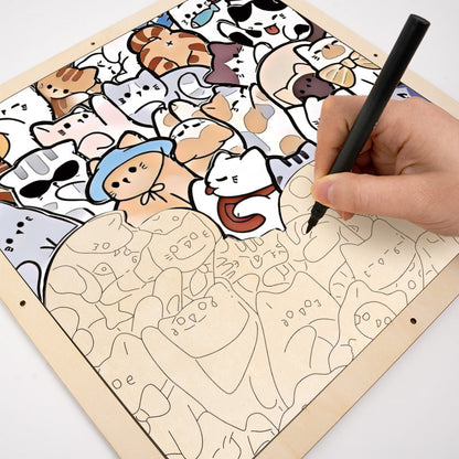 Líné kočky - Dřevěné omalovánky