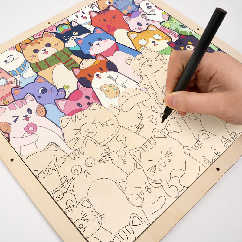 Rozmarné kočky - Dřevěné omalovánky