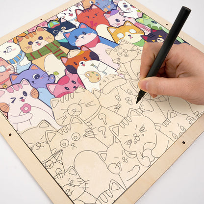 Rozmarné kočky - Dřevěné omalovánky