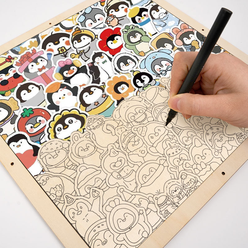 Zábavní tučňáci - Dřevěné omalovánky