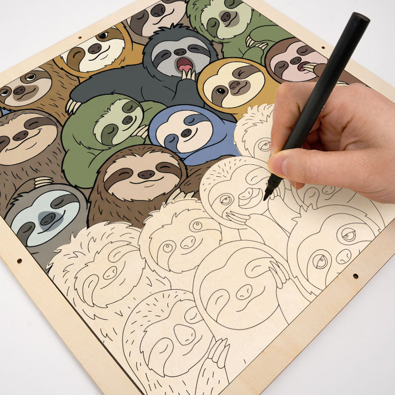 Líní lenochodi - Dřevěné omalovánky