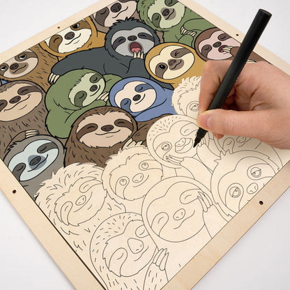 Líní lenochodi - Dřevěné omalovánky