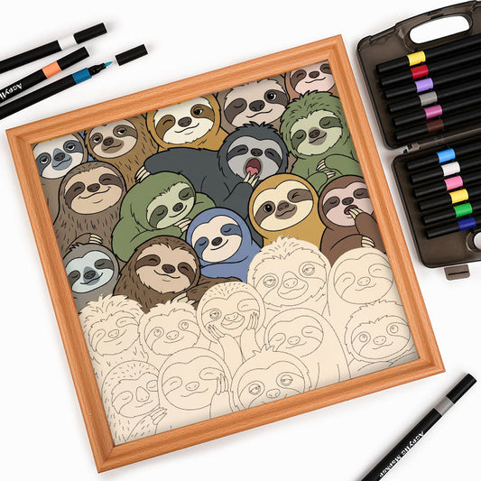 Líní lenochodi - Dřevěné omalovánky