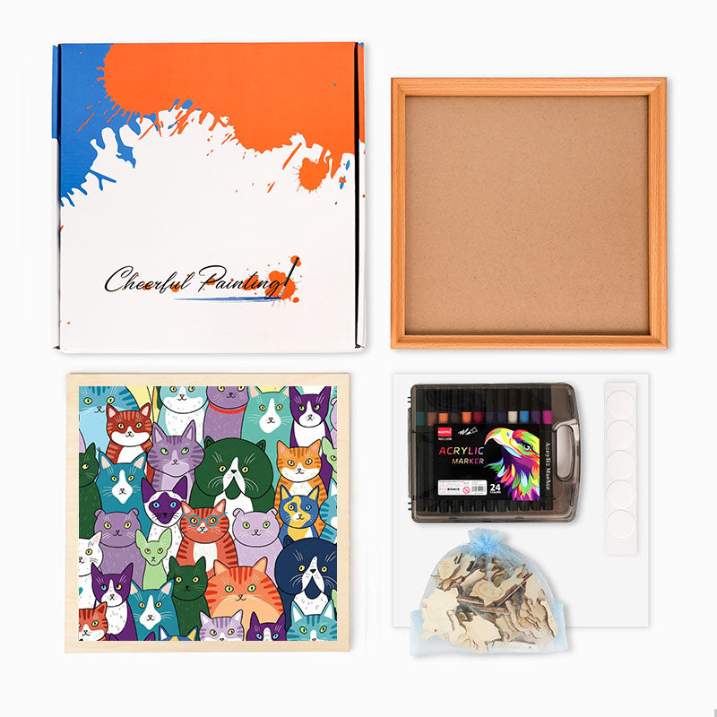 Podivné kočky - Dřevěné omalovánky