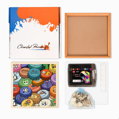 Barevné čepice - Dřevěné omalovánky