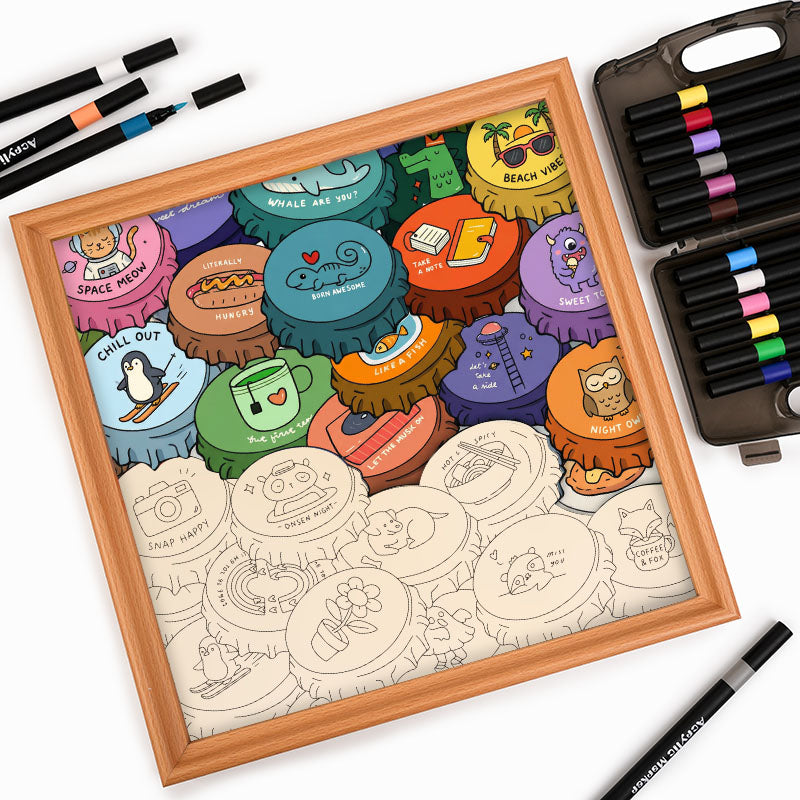 Barevné čepice - Dřevěné omalovánky