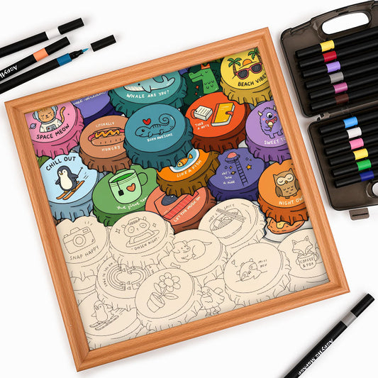 Barevné čepice - Dřevěné omalovánky