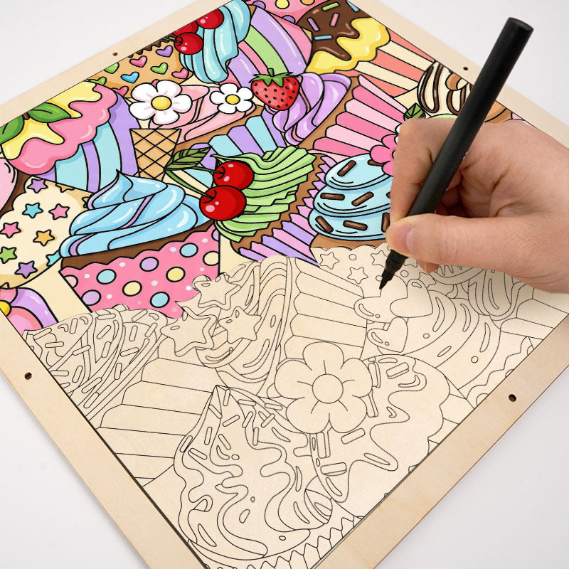 Roztomilé cupcakes - Dřevěné omalovánky