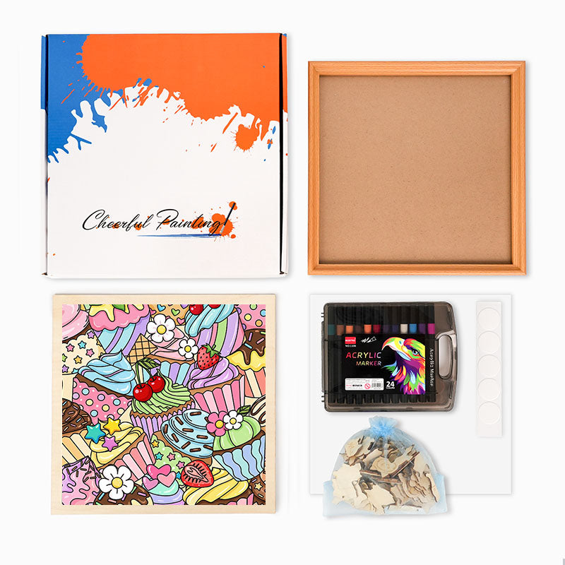 Roztomilé cupcakes - Dřevěné omalovánky