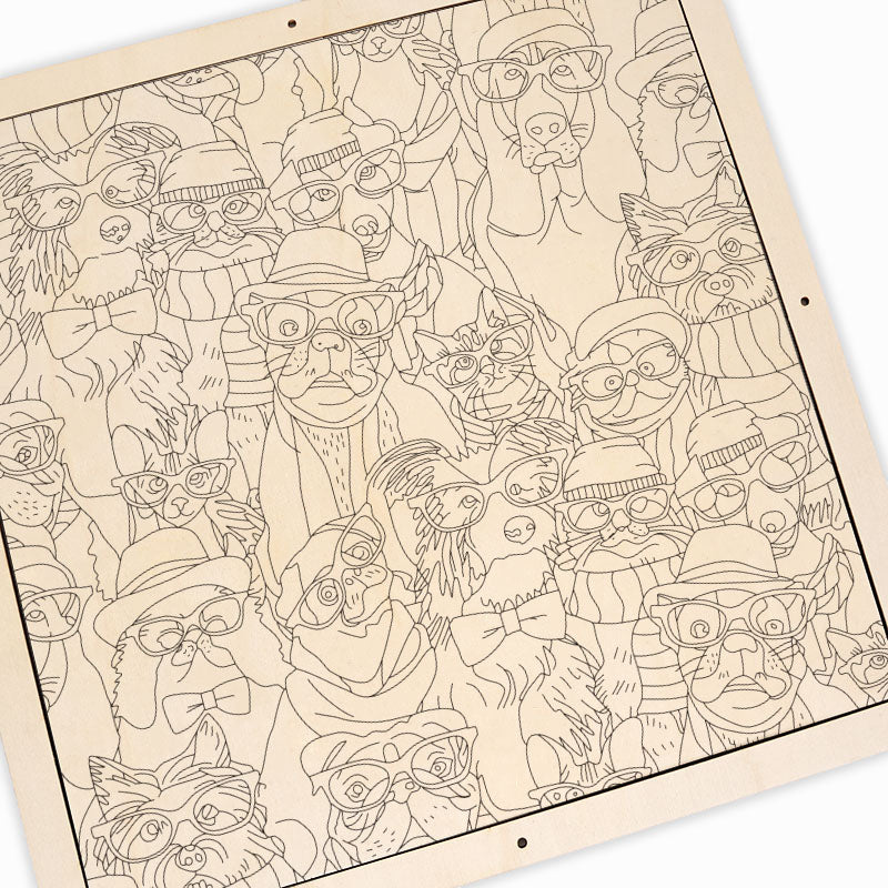 Psi s brýlemi - Dřevěné omalovánky