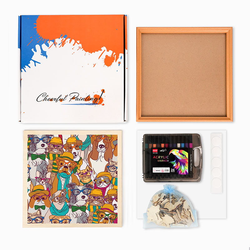 Psi s brýlemi - Dřevěné omalovánky