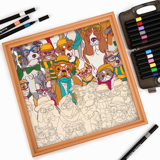 Psi s brýlemi - Dřevěné omalovánky