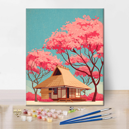 Tradiční japonský dům - malování podle čísel