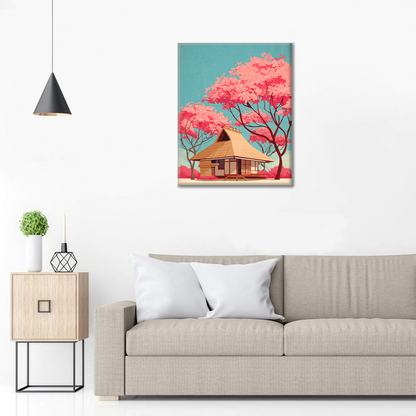 Tradiční japonský dům - malování podle čísel