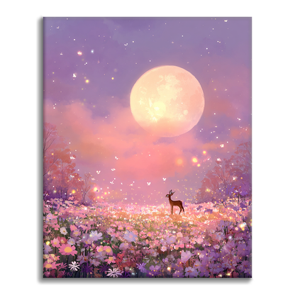 Jelen na měsíční louce - malování podle čísel