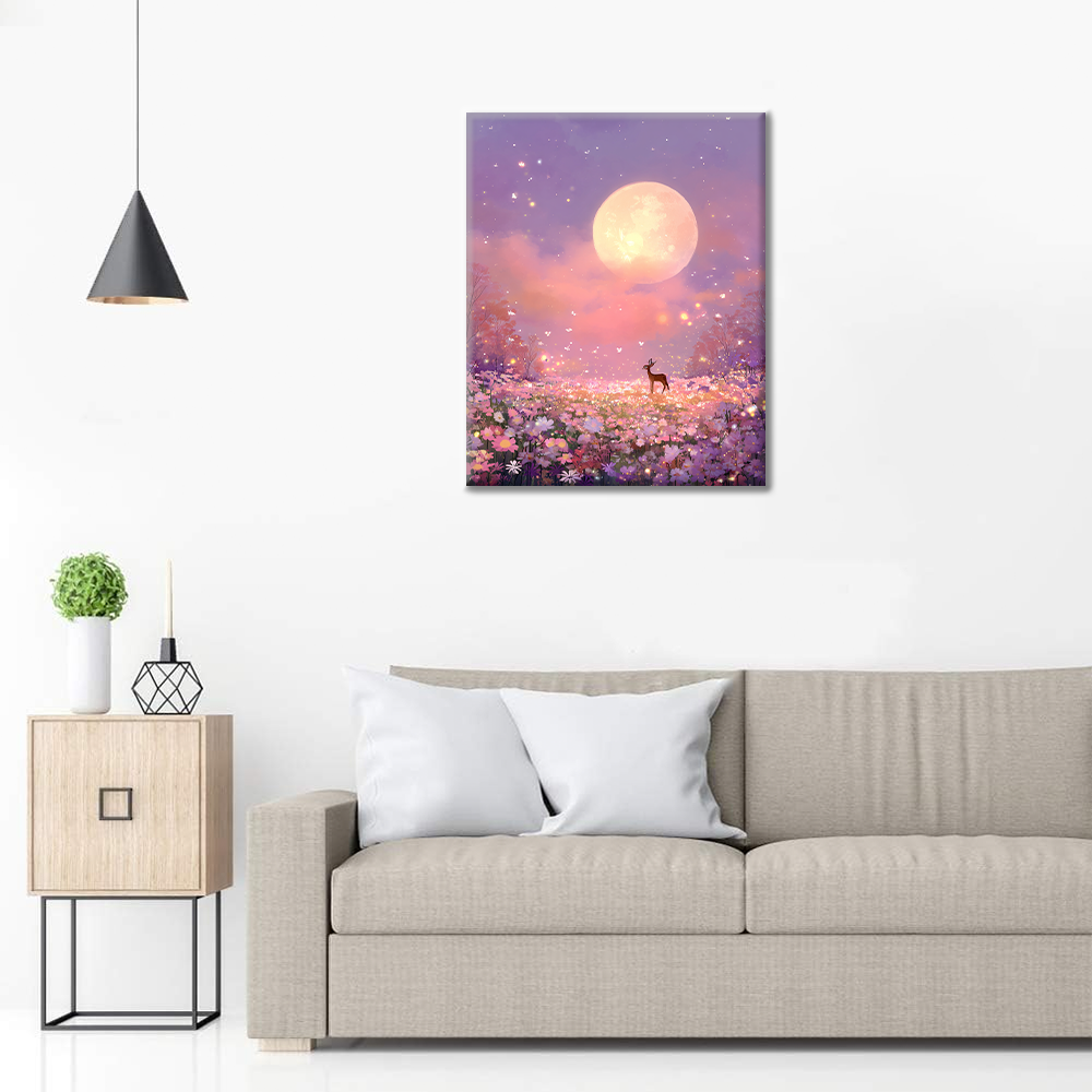 Jelen na měsíční louce - malování podle čísel