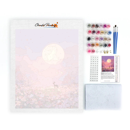 Jelen na měsíční louce - malování podle čísel