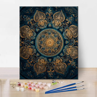 Mandala Zlatý lotos - Malování podle čísel