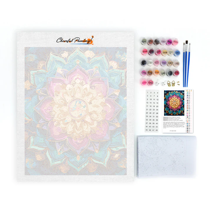Duhová květinová mandala - malování podle čísel