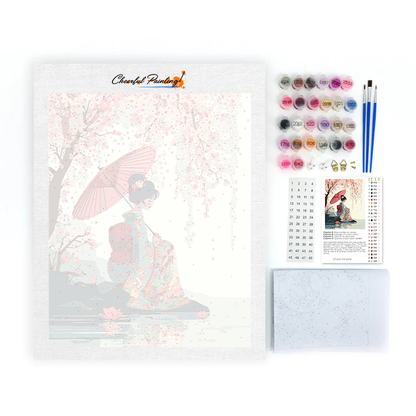 Deštník Sakura - malování podle čísel