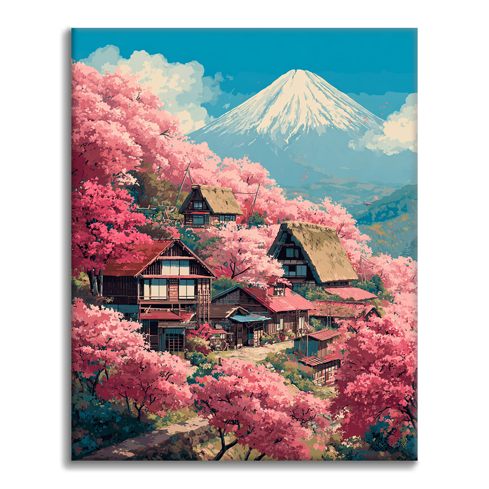 Vila Sakura na hoře Fudži - malování podle čísel