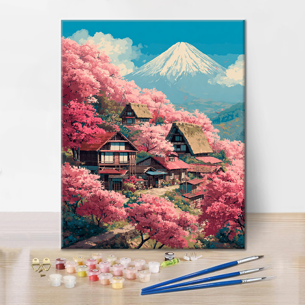 Vila Sakura na hoře Fudži - malování podle čísel