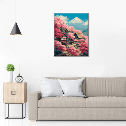 Vila Sakura na hoře Fudži - malování podle čísel