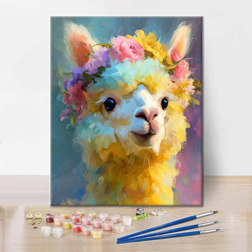 Kvetoucí lama - malování podle čísel