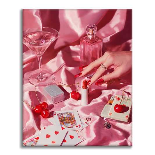 Růžová pokerová párty - malování podle čísel