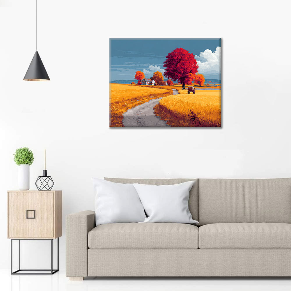 Podzimní cesta venkovem - malování podle čísel