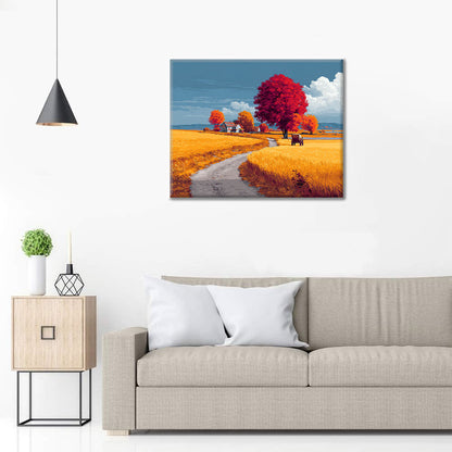 Podzimní cesta venkovem - malování podle čísel