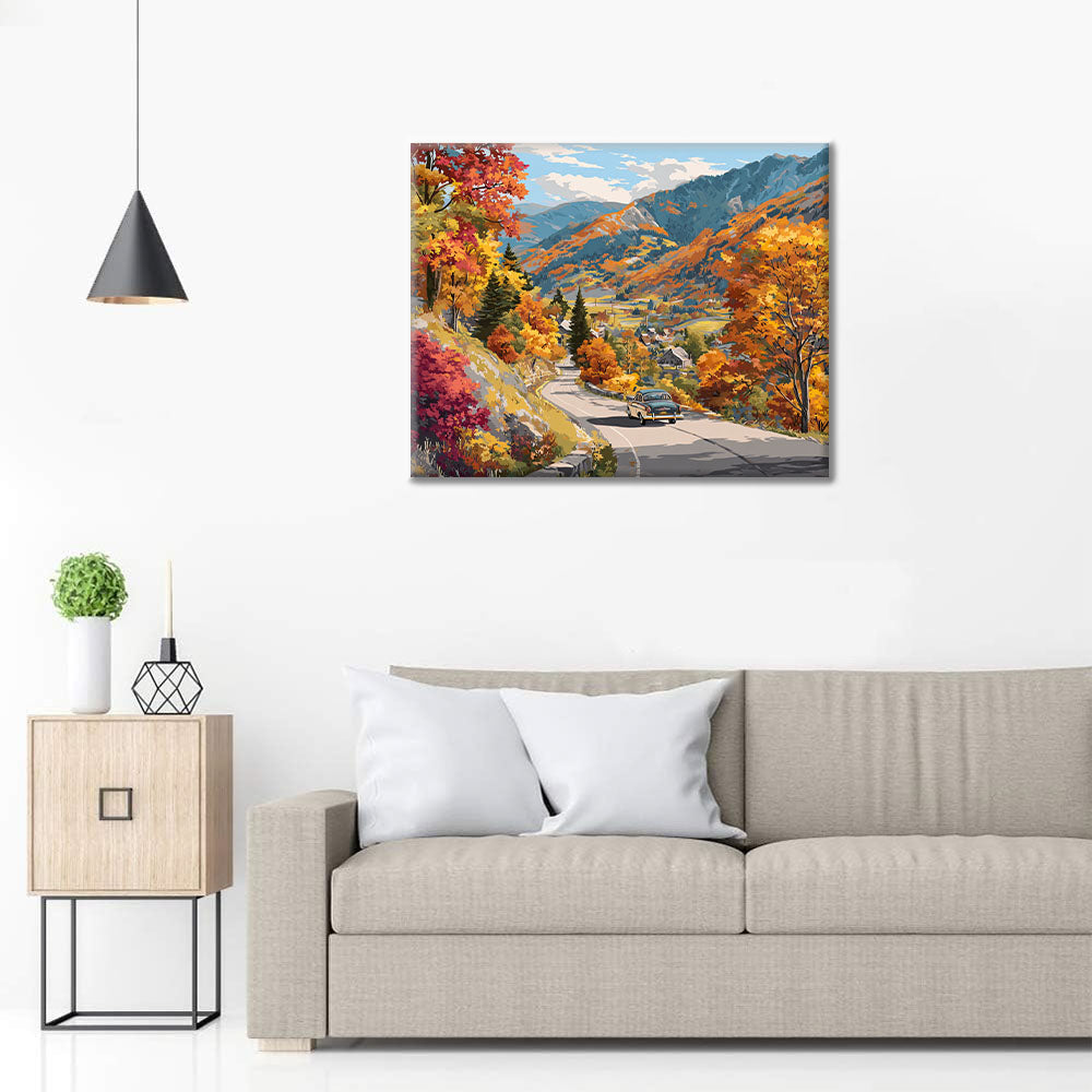 Podzimní výlet autem - malování podle čísel